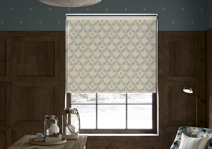 Trellis Prints, Vine and Bloom Romsey Raffs Blue - Twist&Fit Roller Blind - Image 3